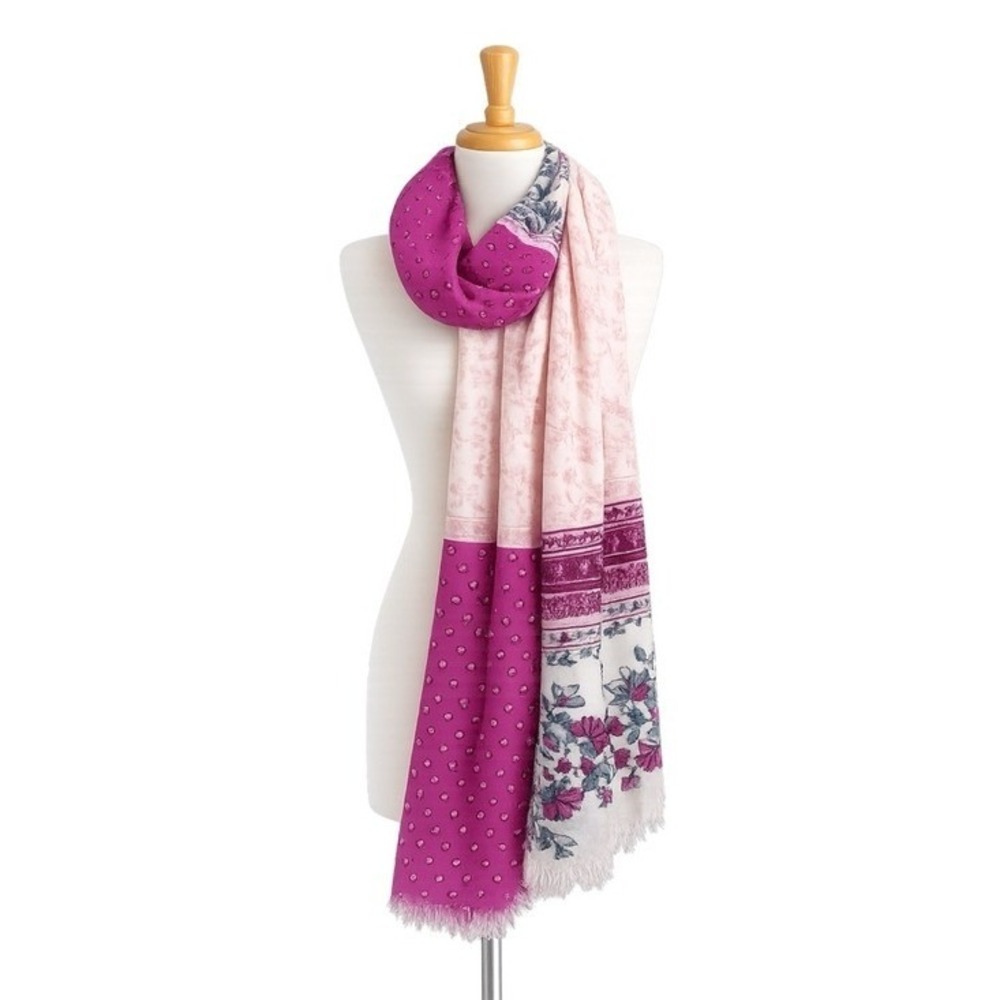 Old Navy Boho Floral Lightweight Scarf Pink Purple Shawl Wrap Layering